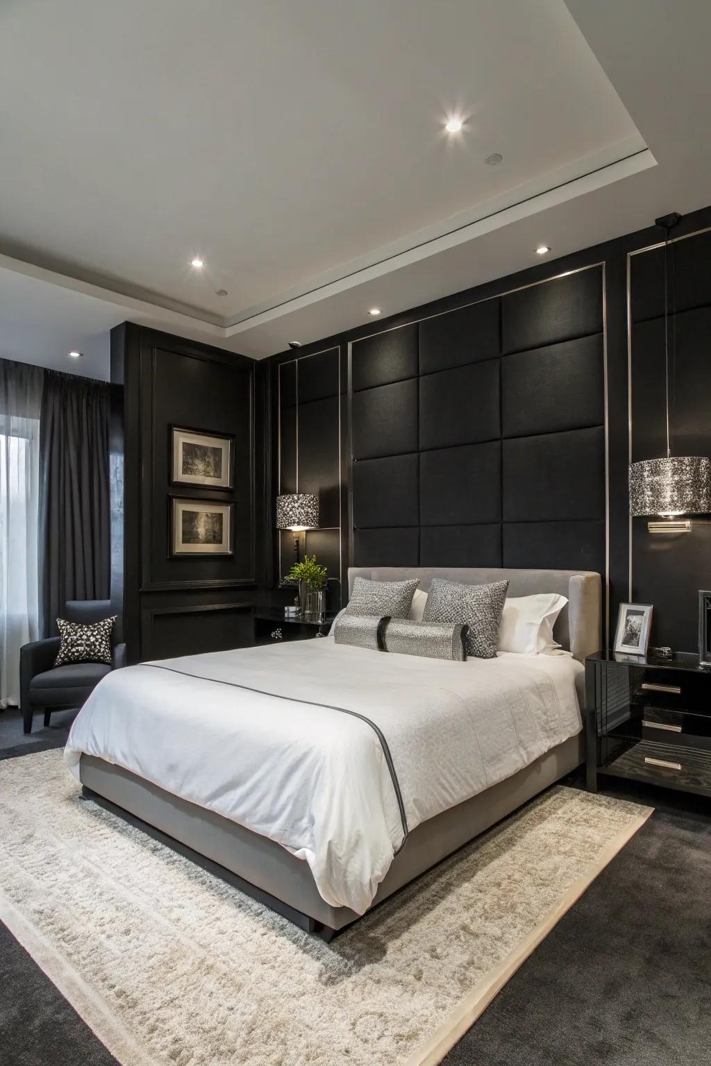 Ebony walls create a bold design statement.
