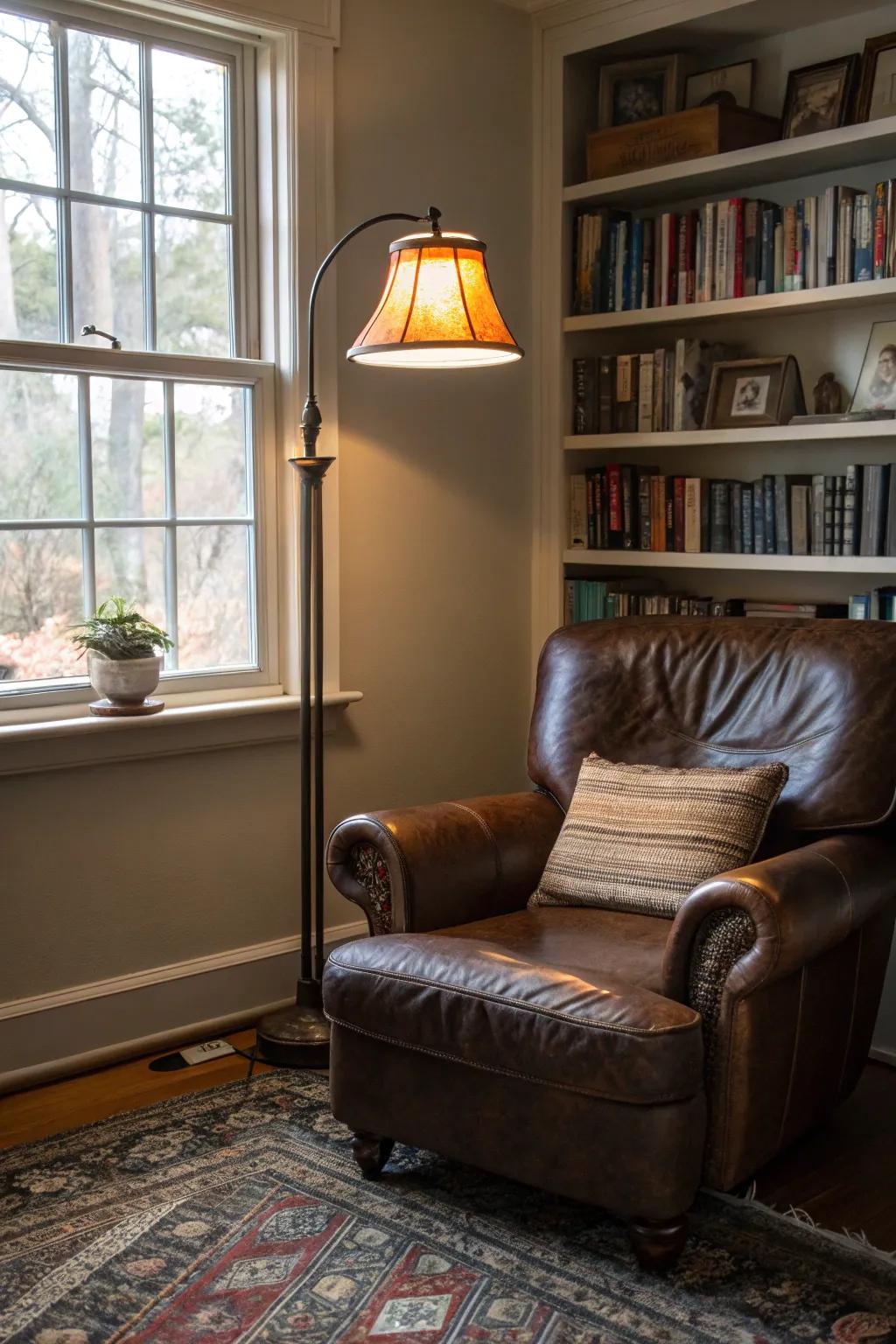 A cozy perusing alcove provides a personal refuge.