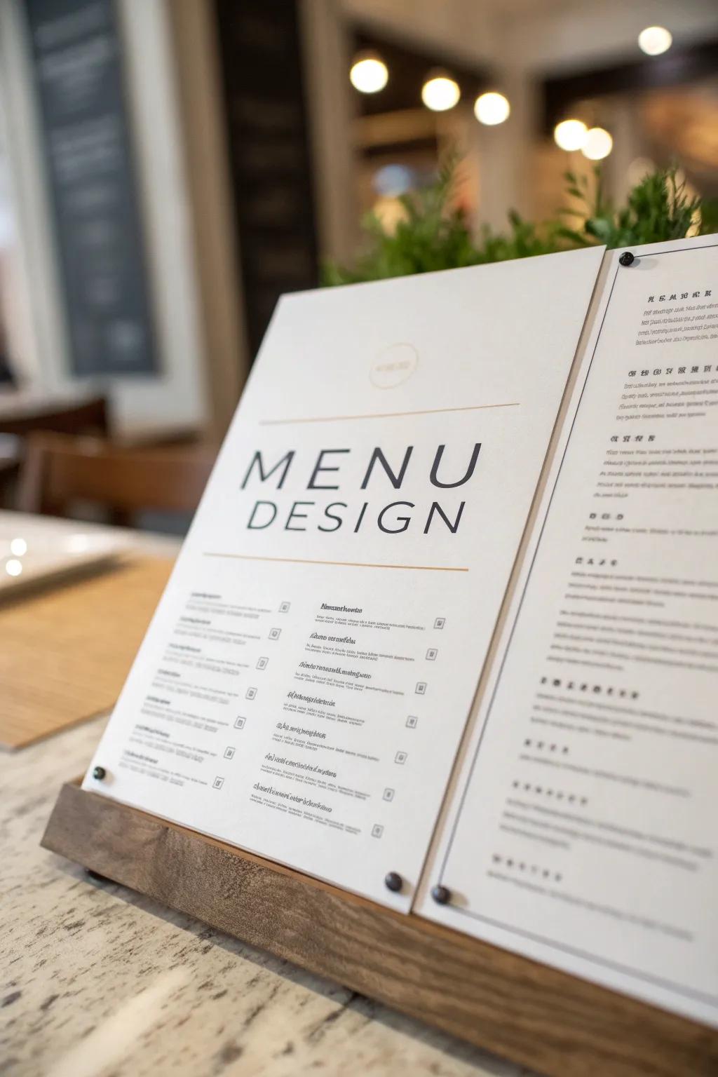Empty space: the unsung element of clean and appealing menu design.