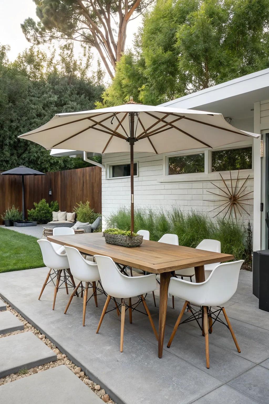 Outdoor dining areas are perfect for enjoying meals in nature.