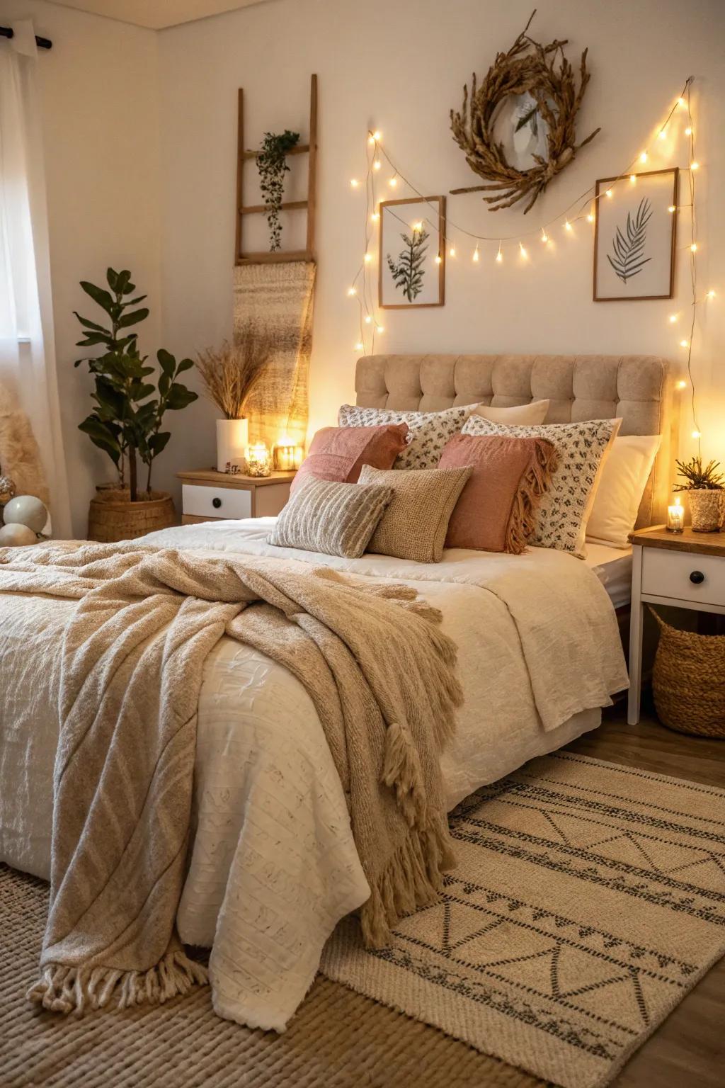 Comforting elements make your bedroom a welcoming haven.