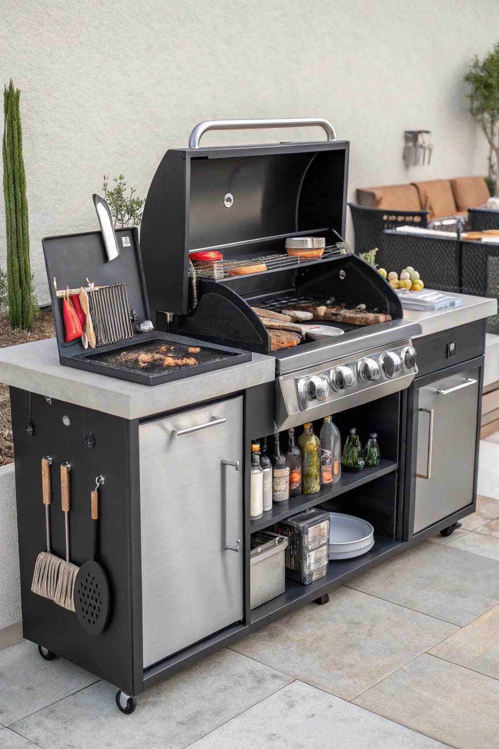 Block BBQ islands offer flexible functionality.