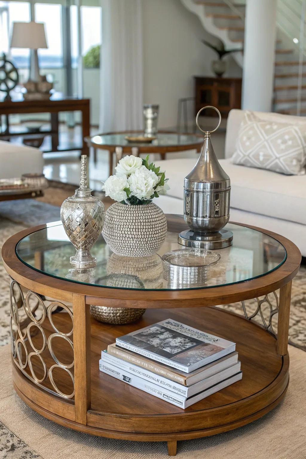 Mixing components adds a modern twist to your coffee table.