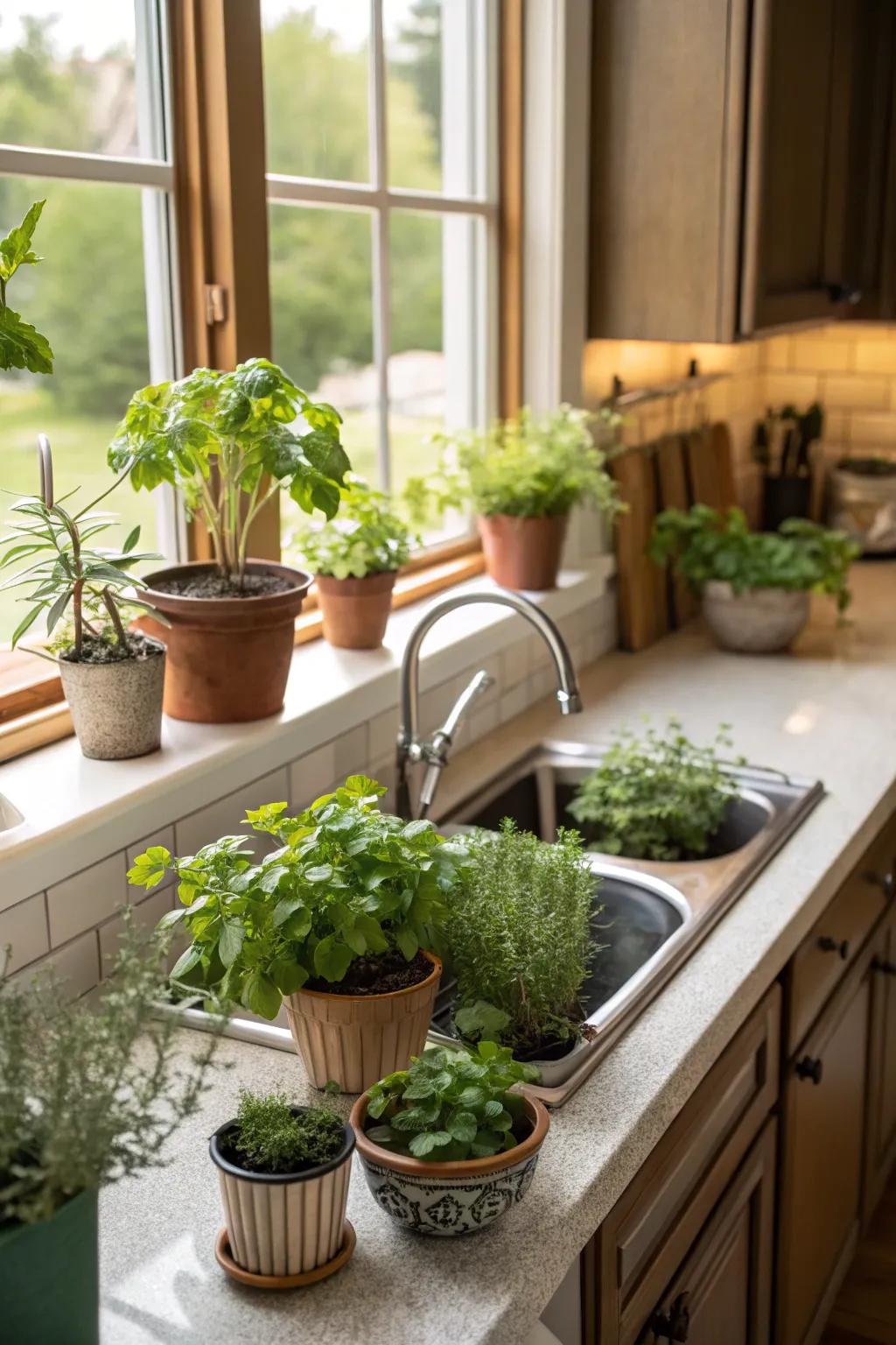Botanicals infuse freshness and vitality into this modern farmhouse kitchen.