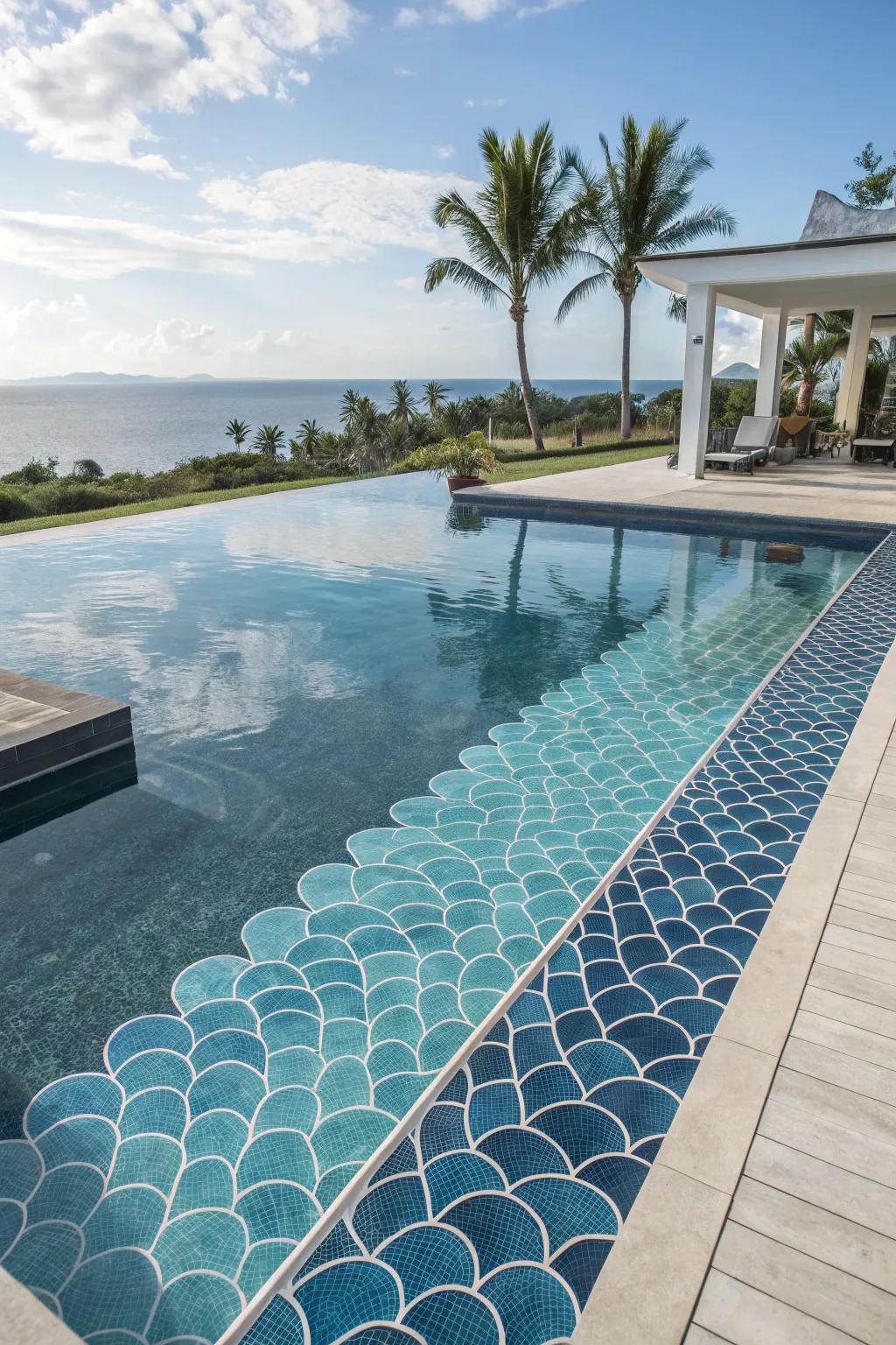 Sea blues impart peace and serenity to your pool.