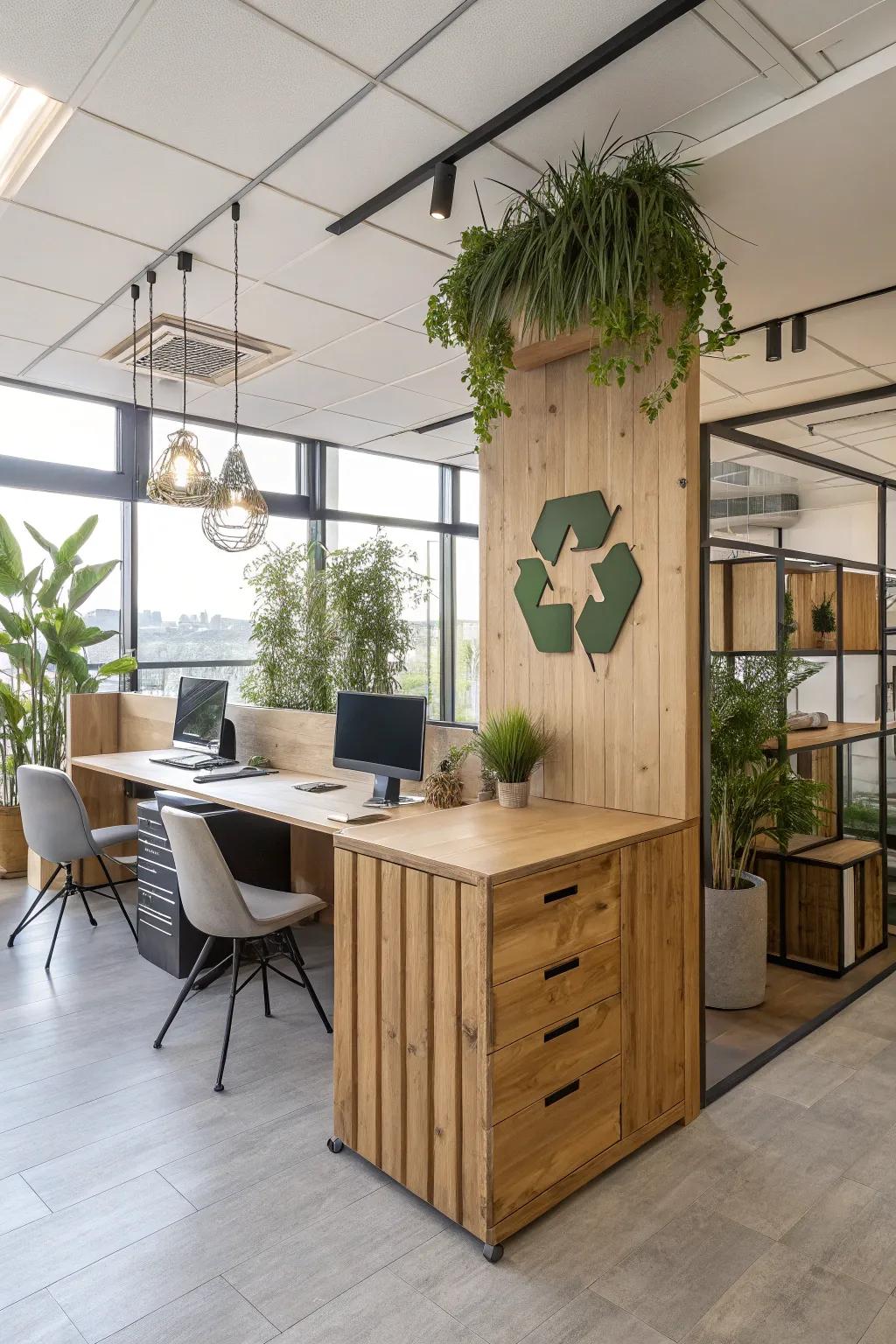 Earth-kind materials offer a sustainable and stylish choice for office decor.