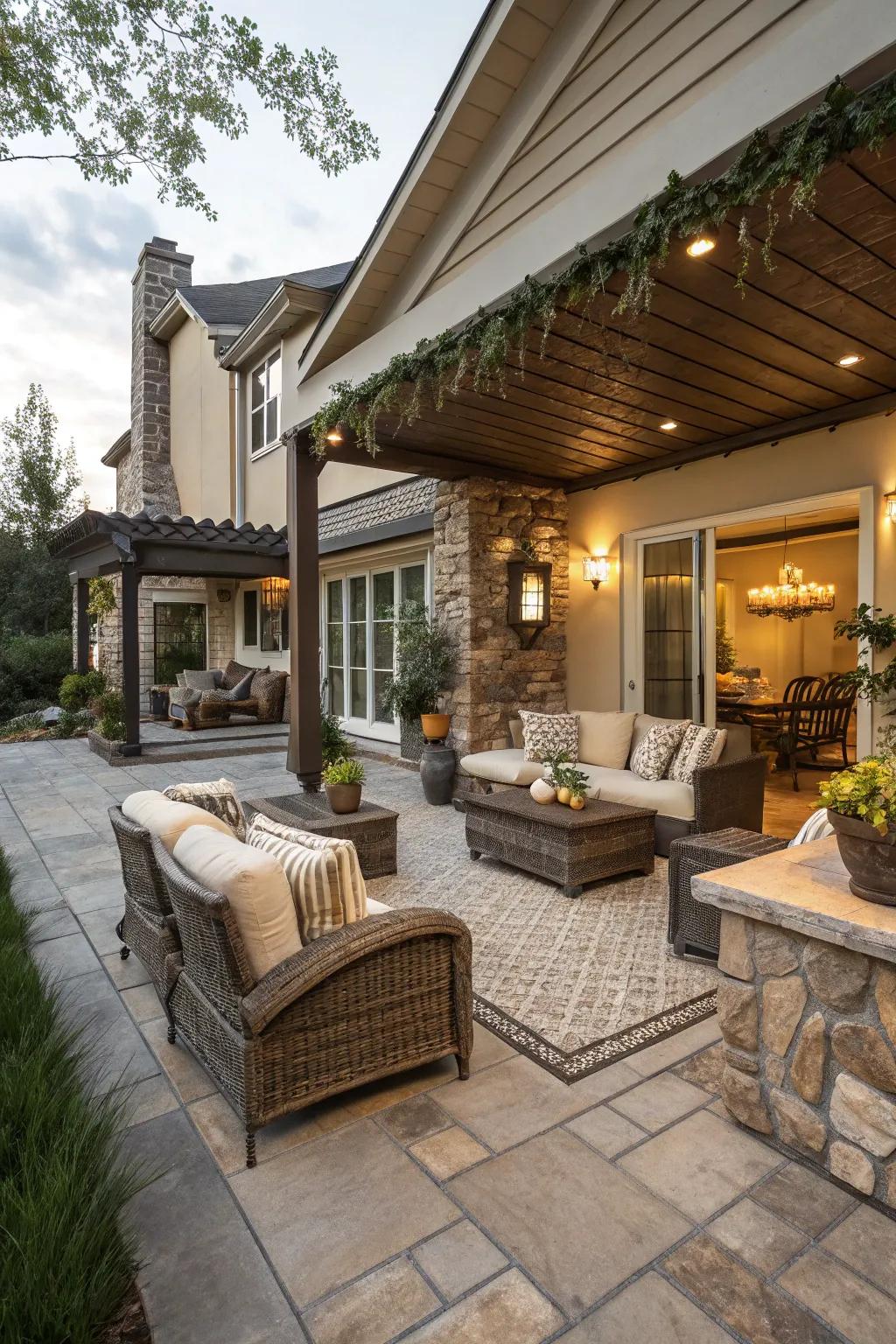 Smooth indoor-outdoor spaces expand residing areas.