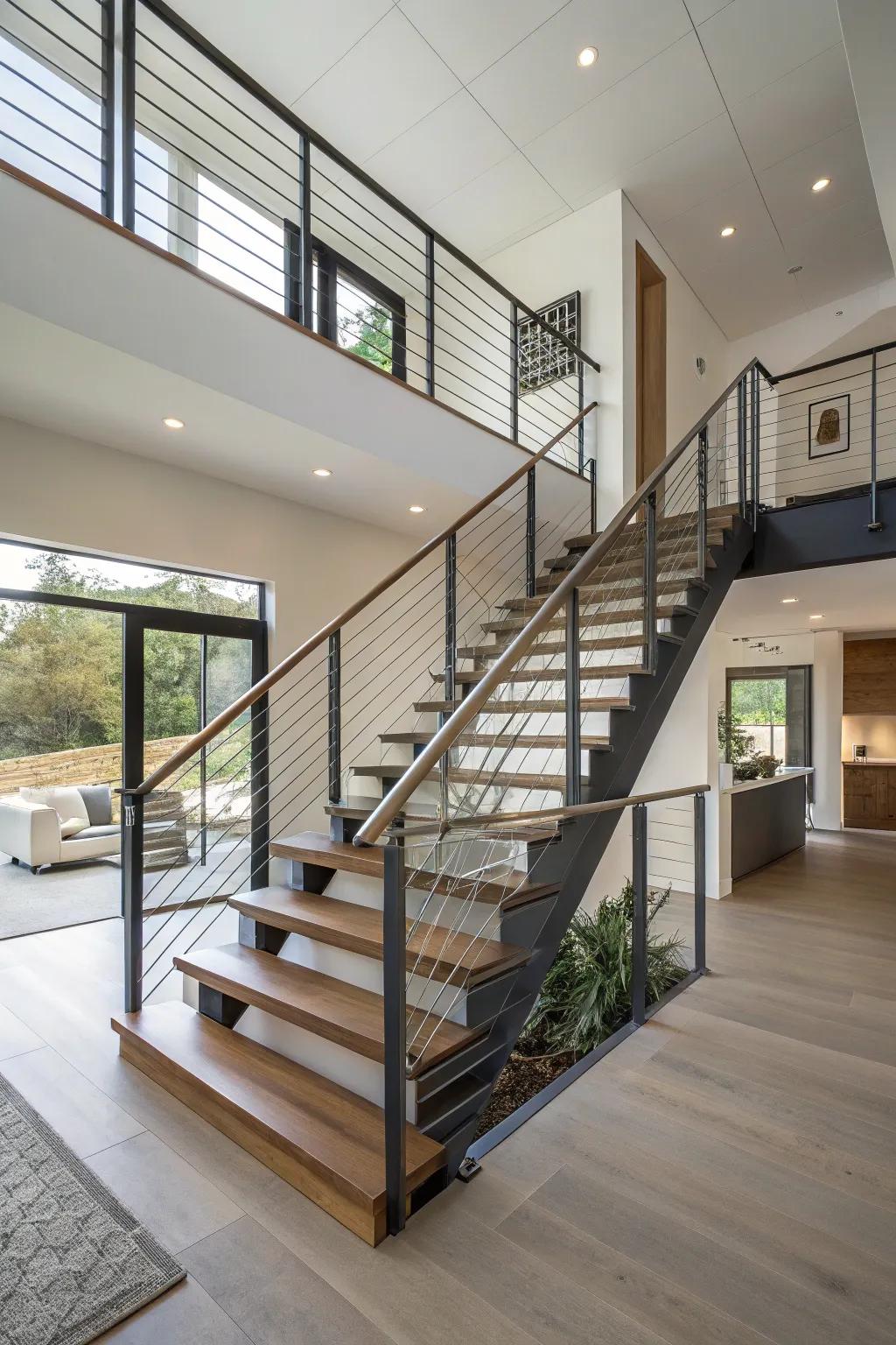 Rope railings upholding unobstructed views.