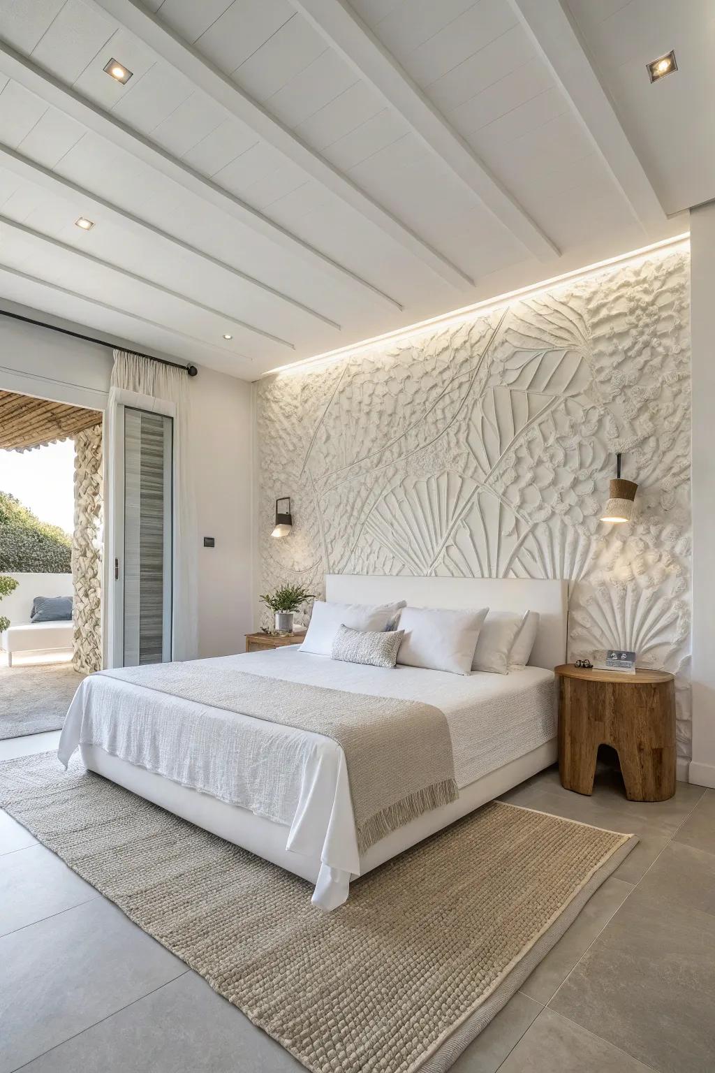 A feature wall introduces depth and dimension.