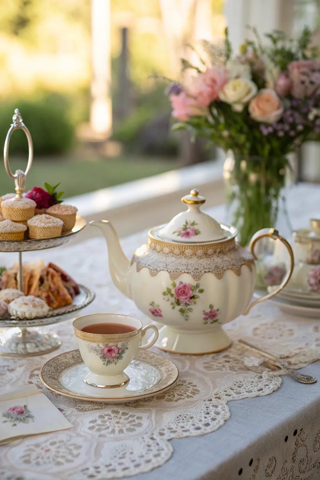 A vintage tea set gives nostalgia and charm to your tea get-together.