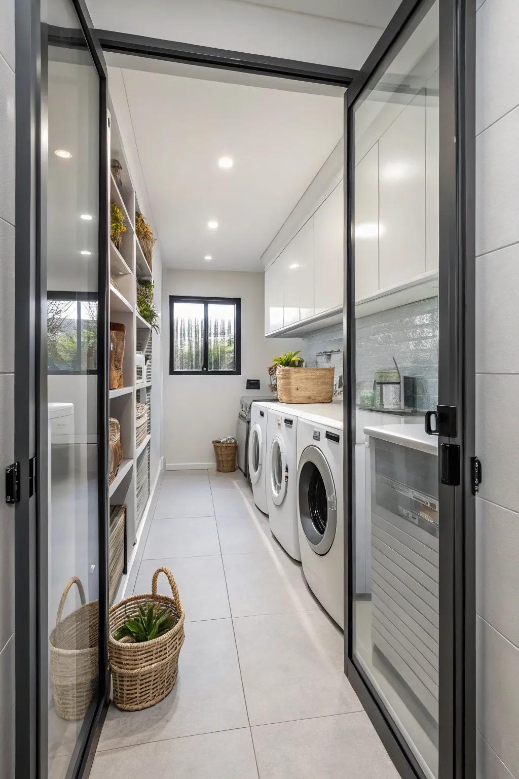 Sliding doors are a space-saving alternative that adds modern flair.