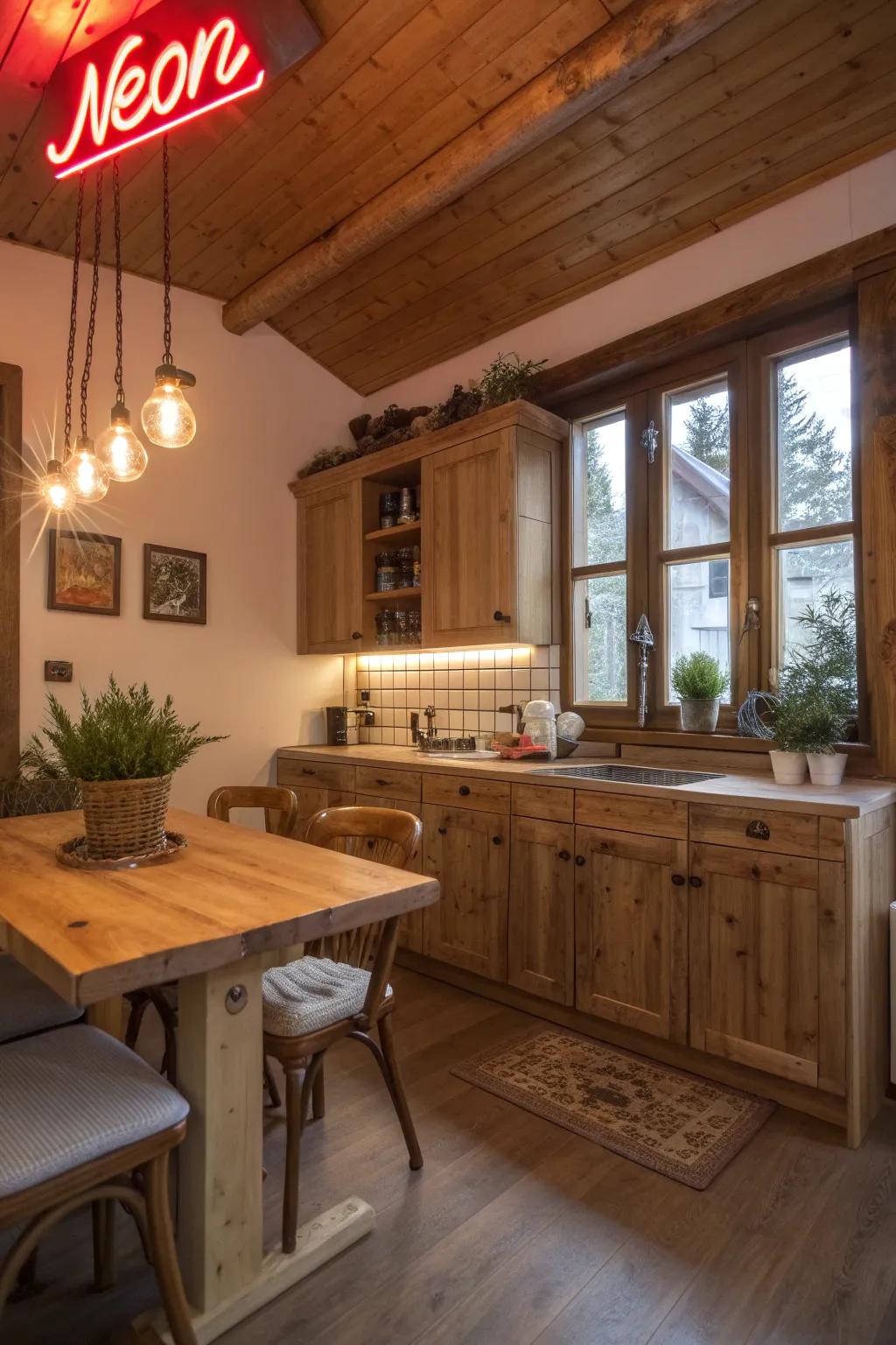 Illuminate your culinary space through a snug illuminated installation.