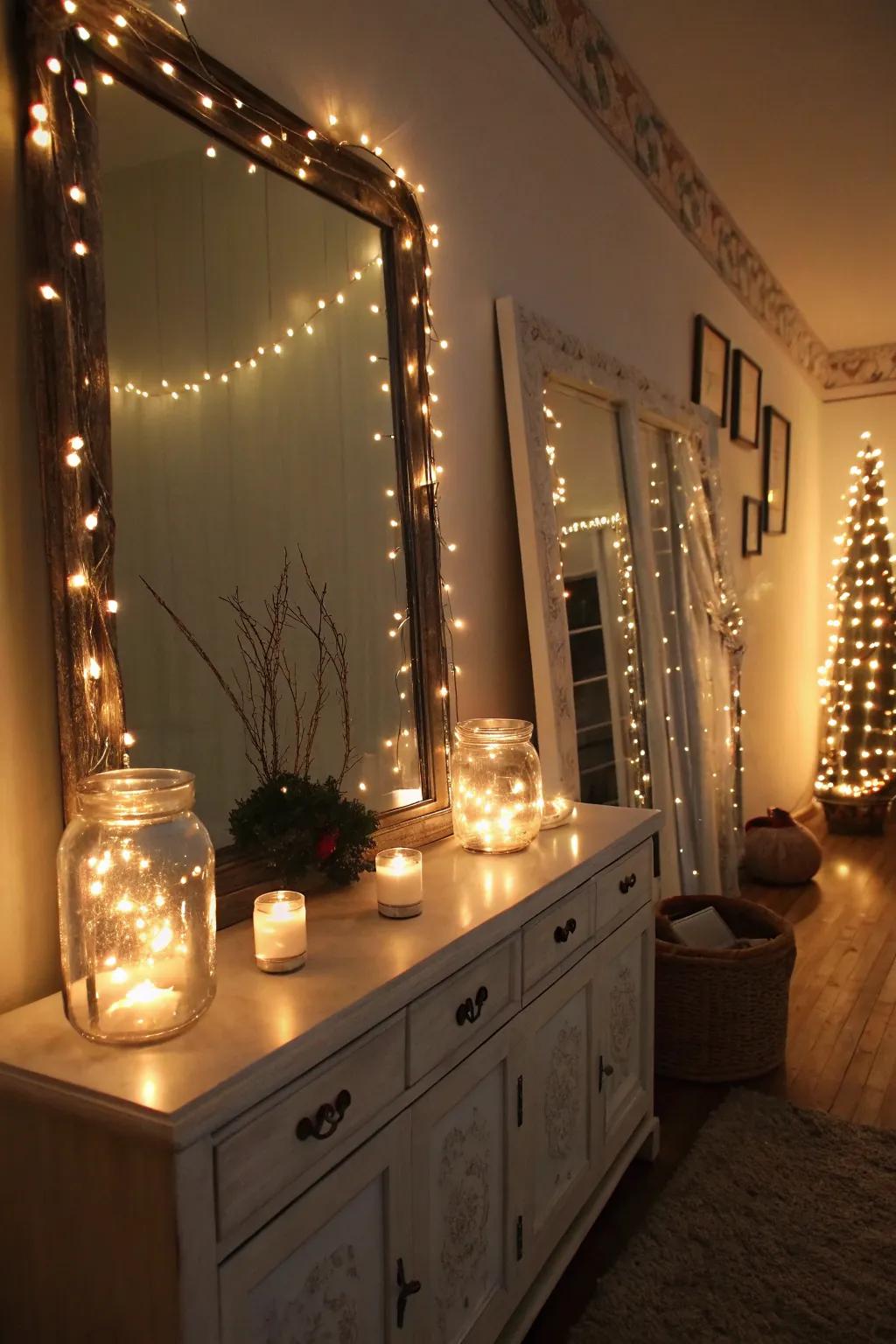 Enchanted lights creating a magical glow and cozy atmosphere for your New Year's Eve party.