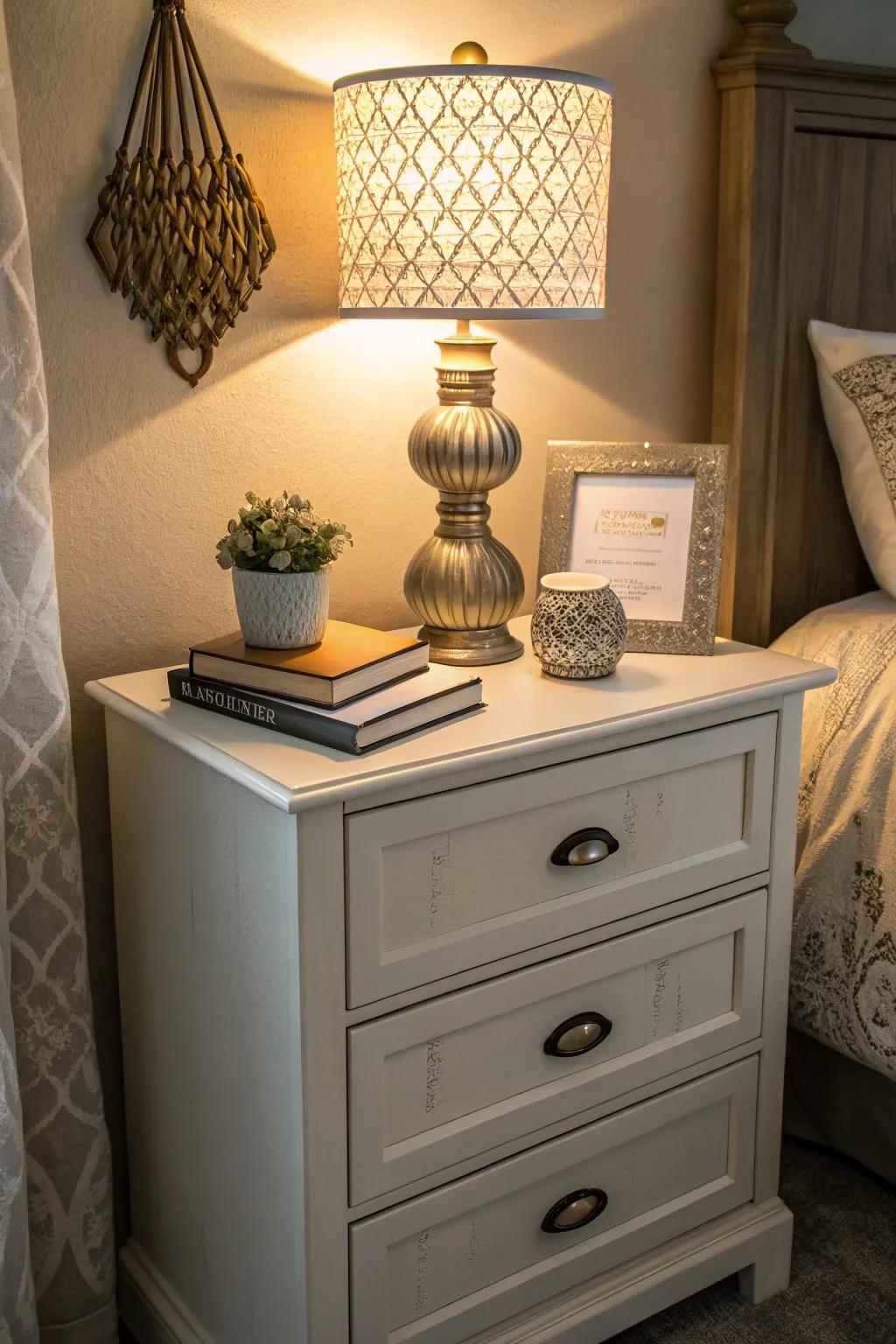 Blend usefulness with aesthetic appeal with a nightstand featuring ample storage options.