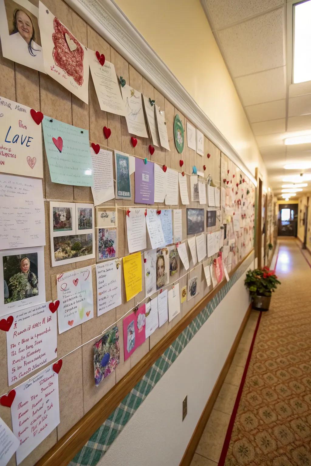 An interactive love wall showcases residents' messages and artwork.