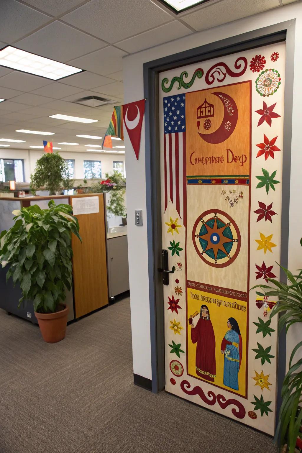 Celebrate global diversity through a culturally themed doorway.