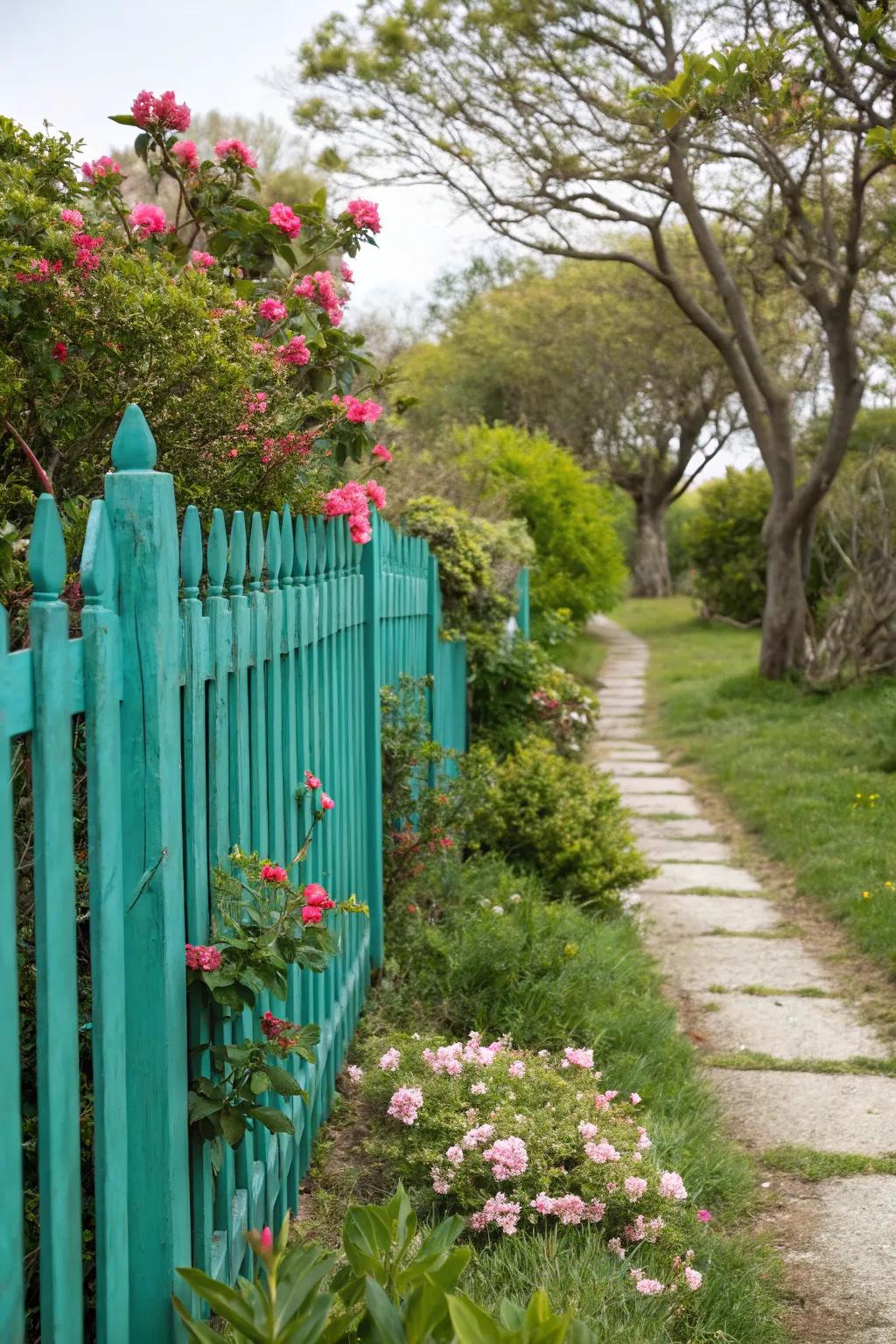 Brighten your space with a vividly painted fence.