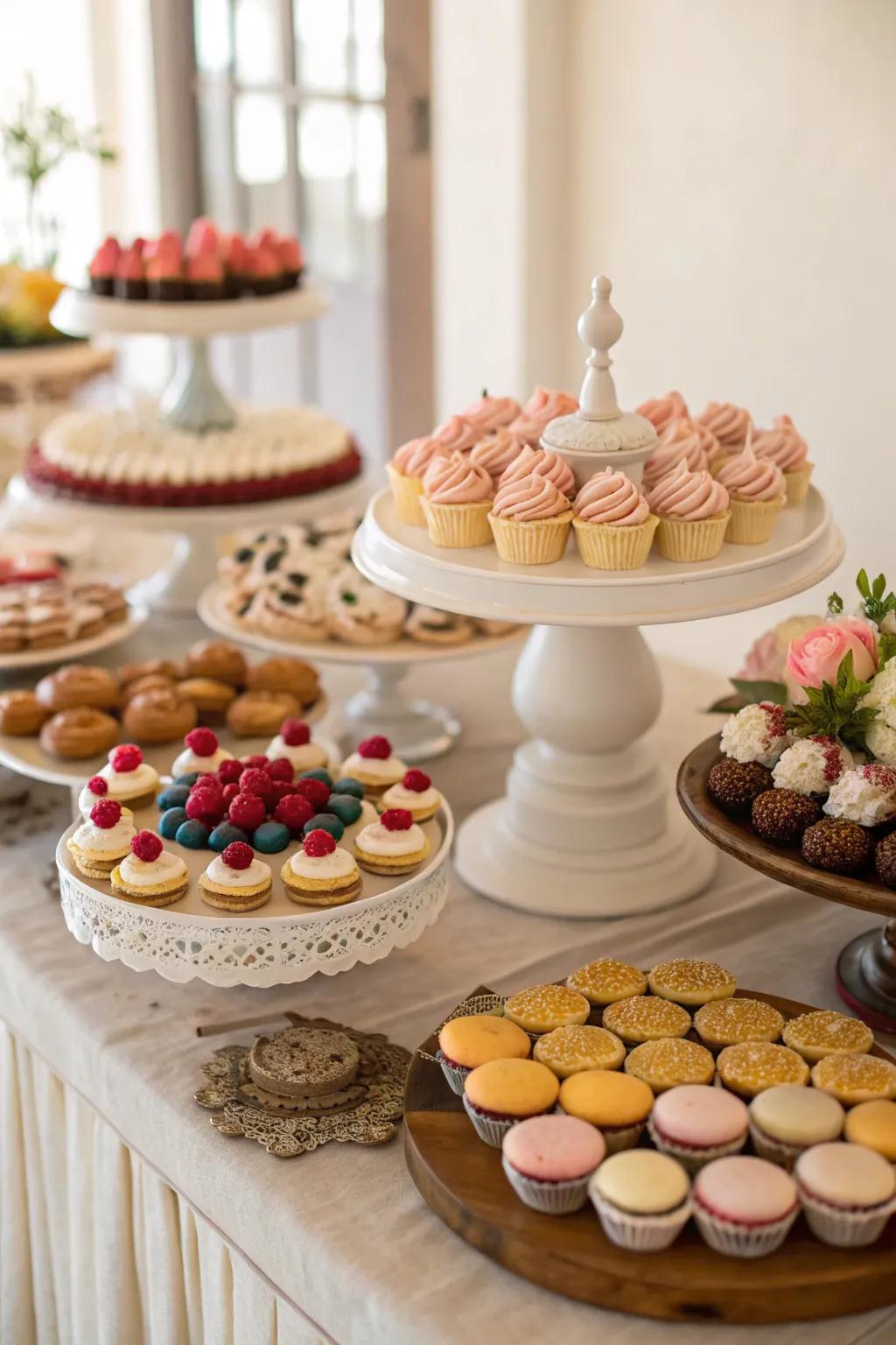 A creative dessert centerpiece adds a sweet touch to the party.