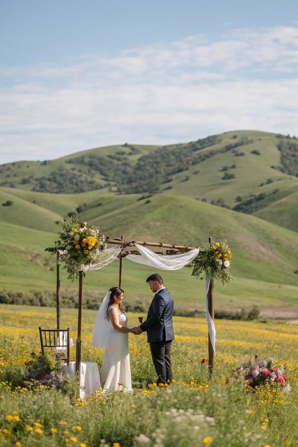 Undulating landscapes offer a magnificent vista for the ceremony.