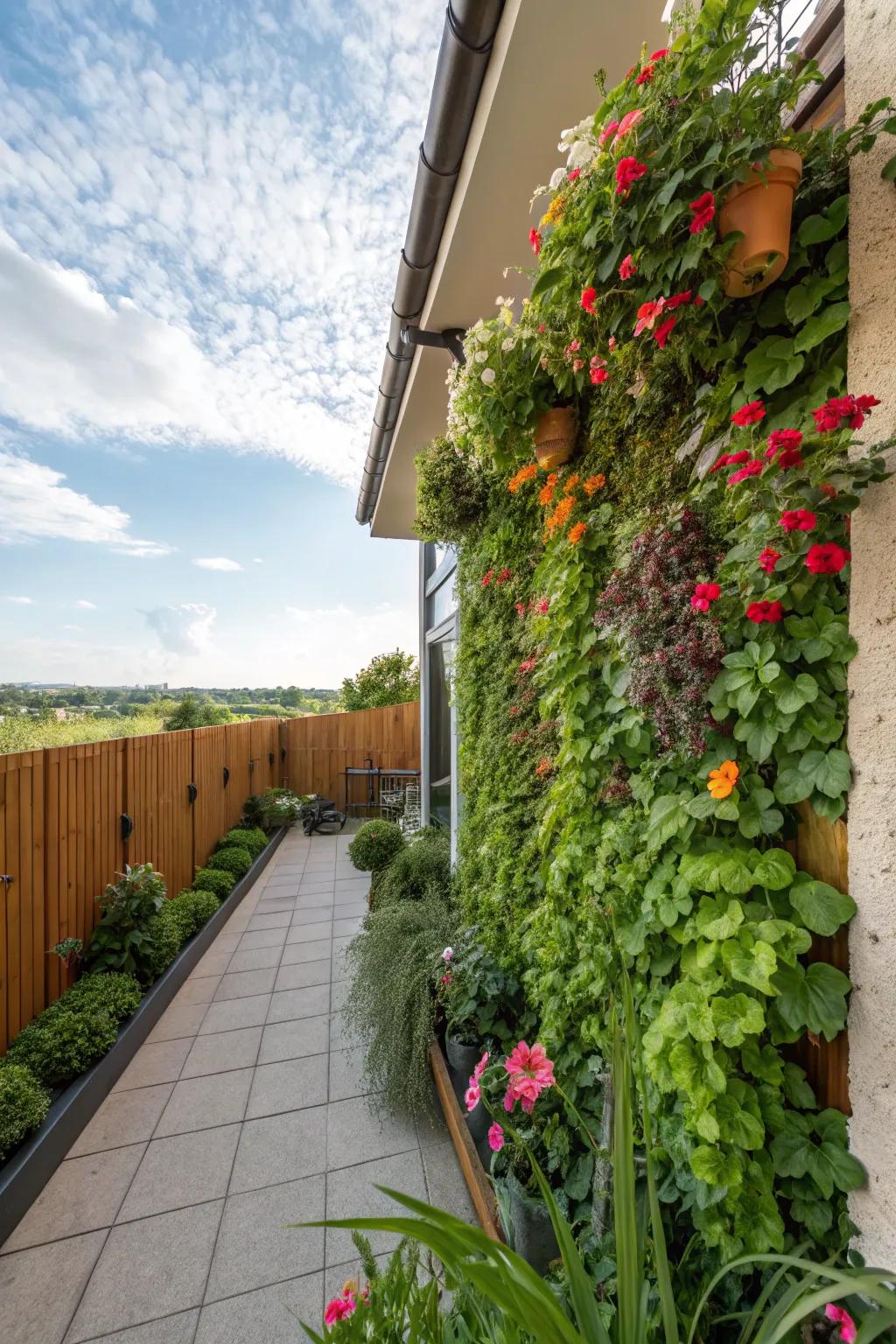 Vertical orchards convey verdure and vitality onto patio partitions.