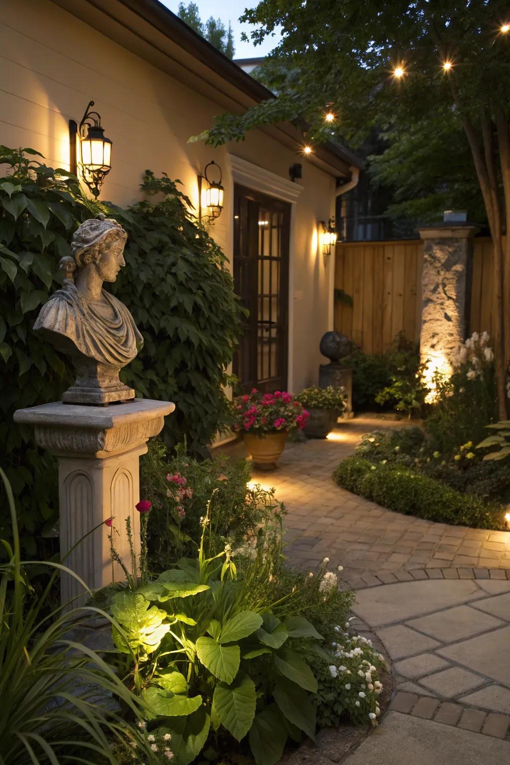 Highlight radiance contributes depth and highlights beautiful garden attributes.