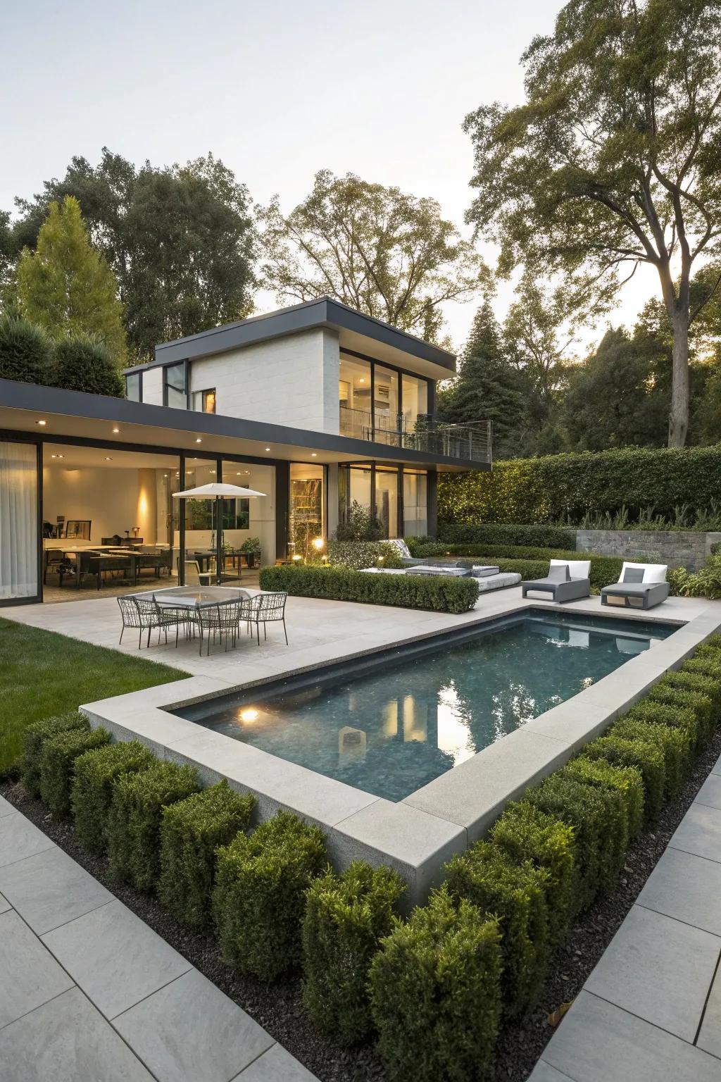 Achieve a modern look using geometric pool layouts.