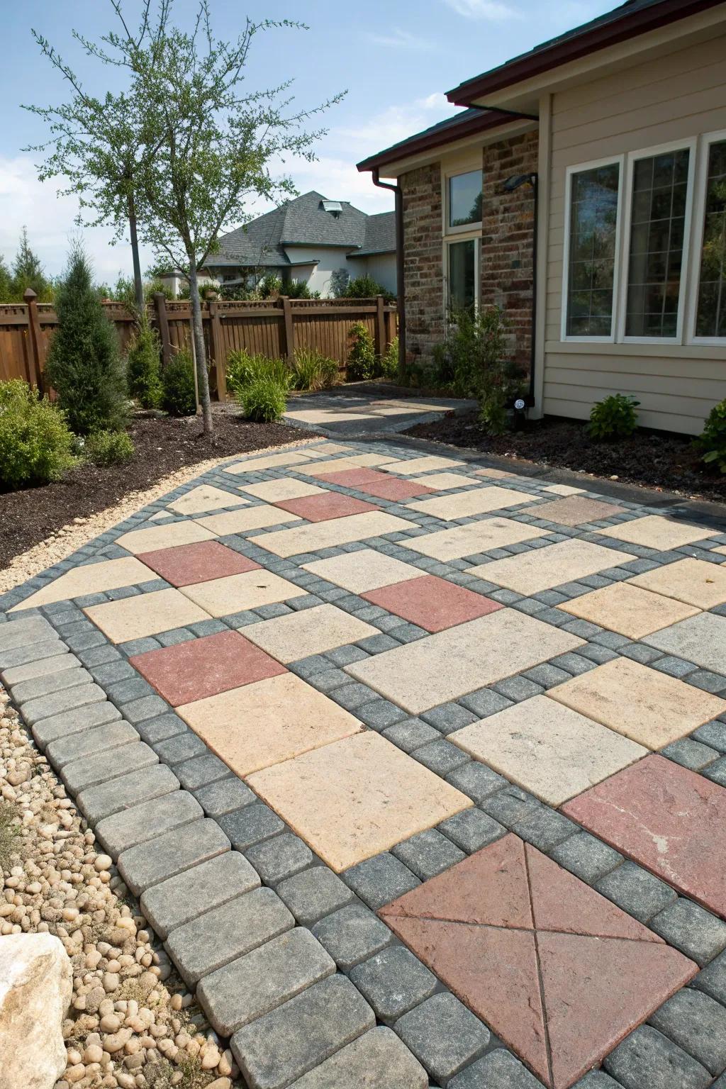 Patterned pavers impart a dash of creativity to your patio.