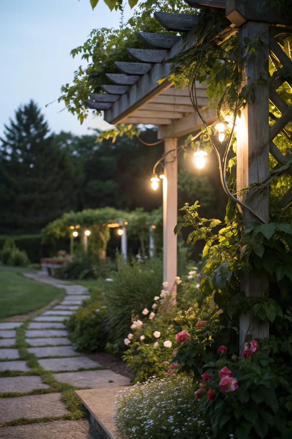 Emphasize your garden's splendor with strategically positioned spotlights.