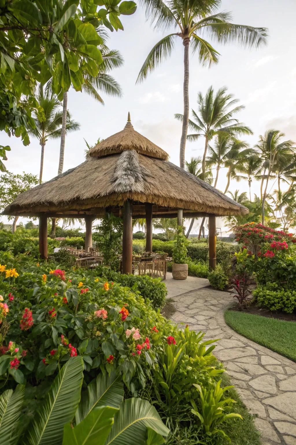 Bring a tropical feel home with a thatched roof.