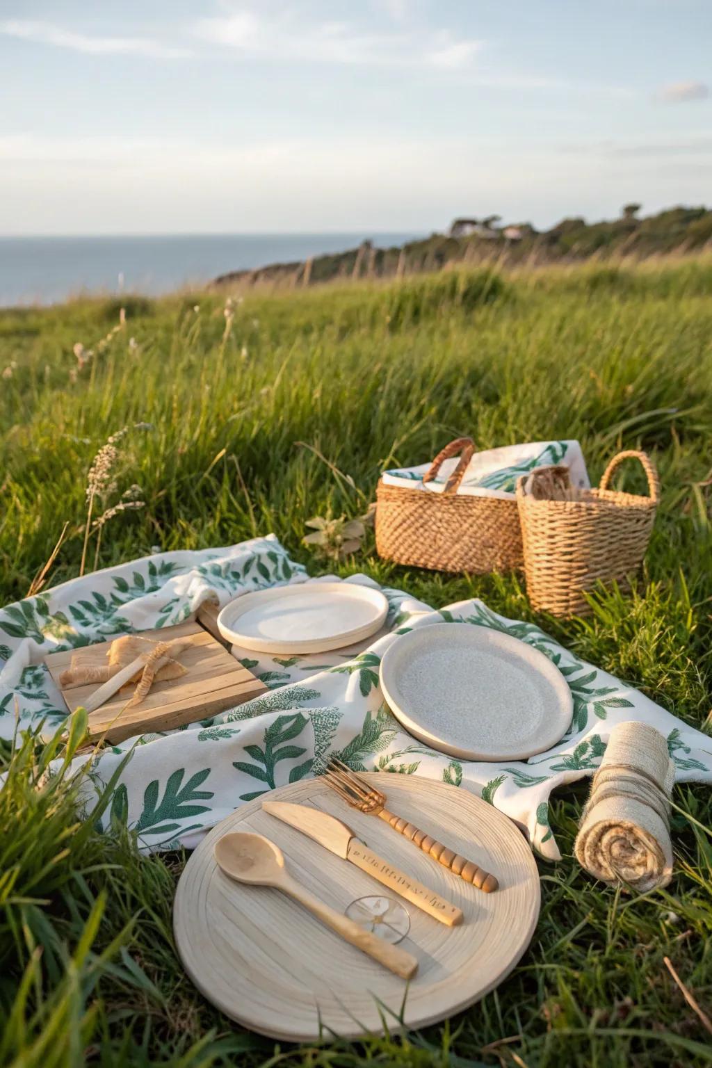 Eco-conscious tableware keeps your picnic chic and sustainable.