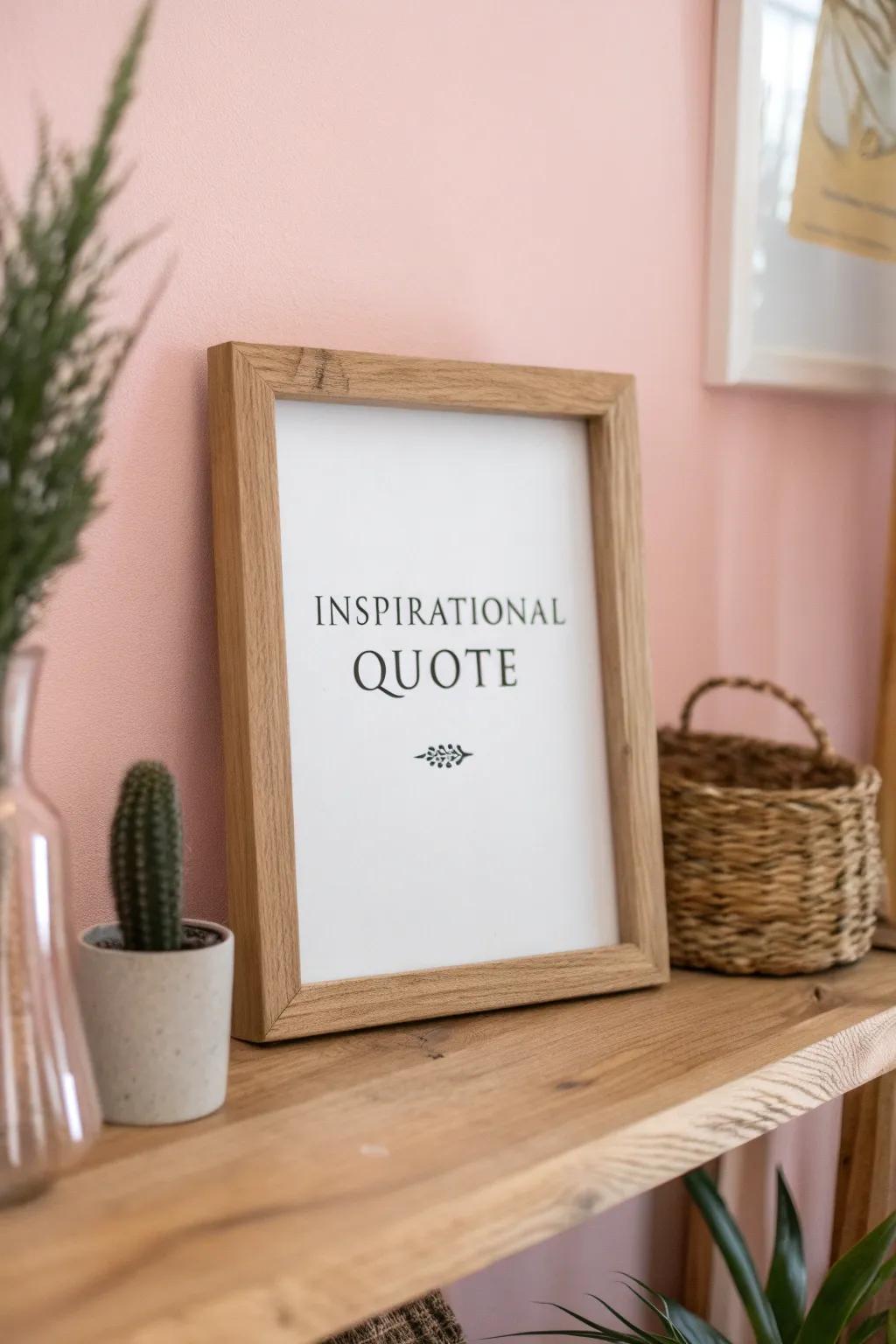 Inspire your ingenuity daily with elegantly framed inscriptions on delicate rose backdrops.
