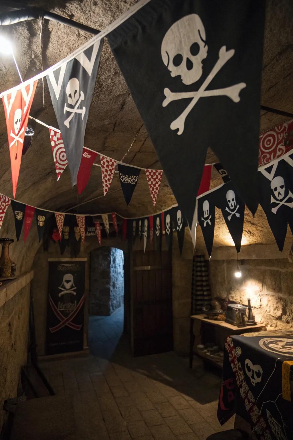 Incorporate a hint of adventure with iconic pirate symbols.