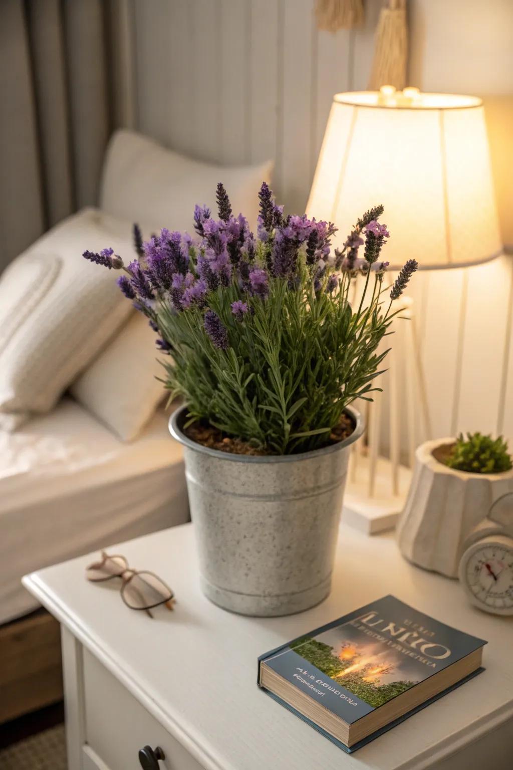 A restful lavender pot perfect for bringing tranquility to Mom's personal space.