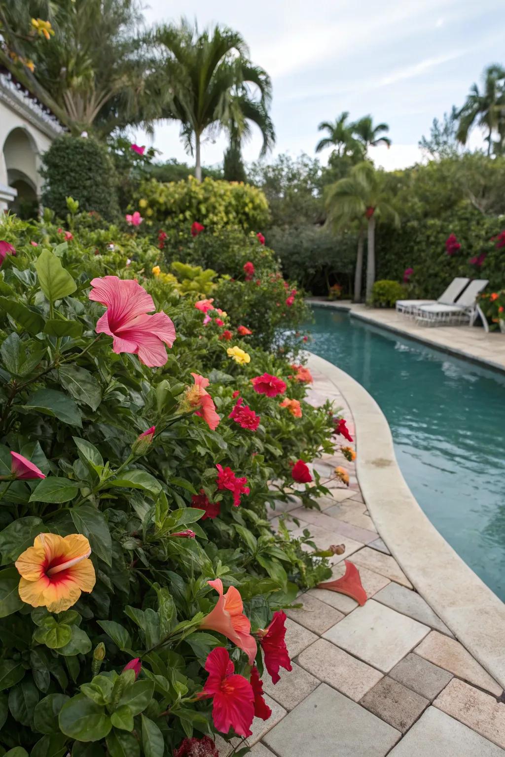 Brighten up your pool spot with vibrant bloom edges.