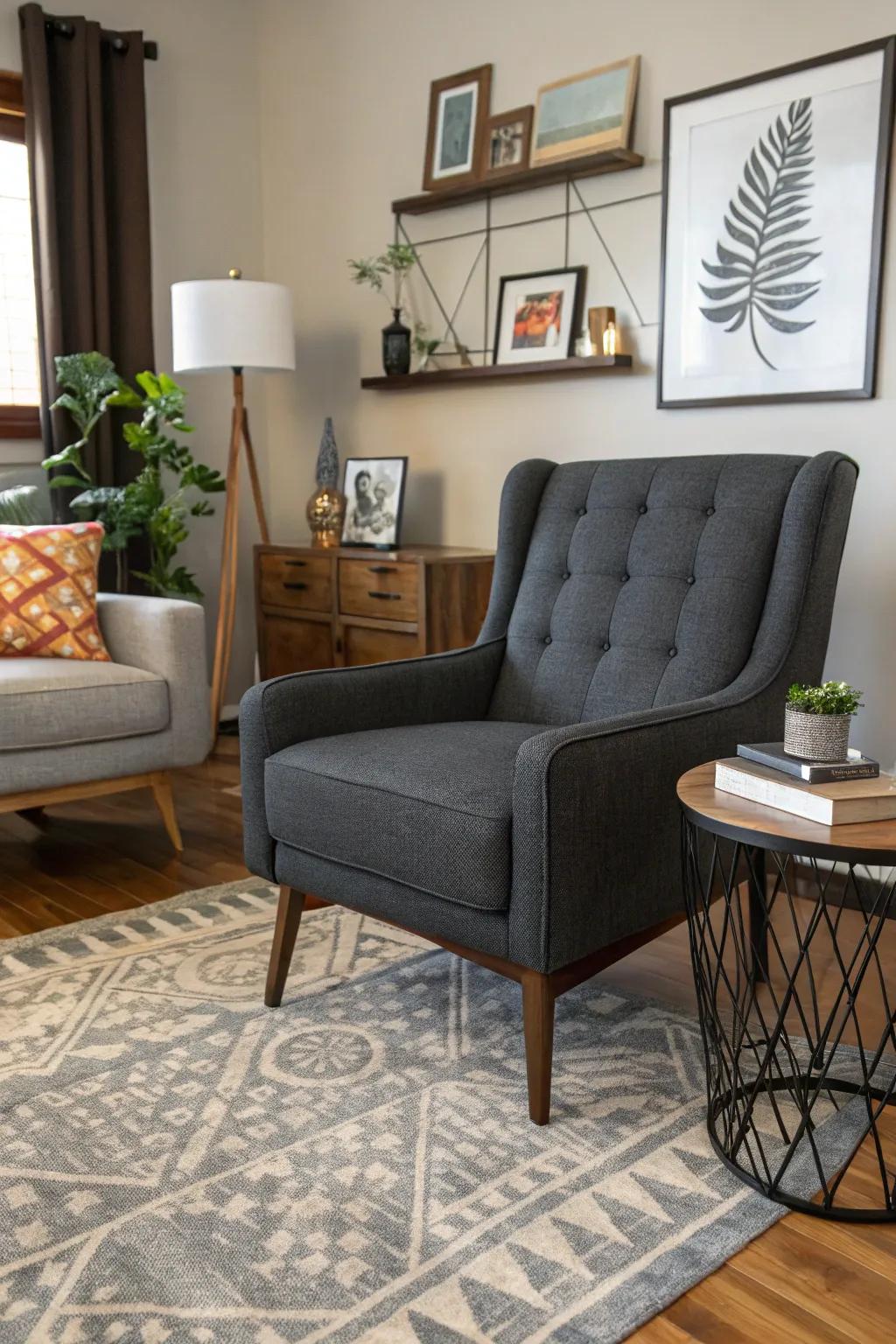 Charcoal grey imparts sophistication and modernity.