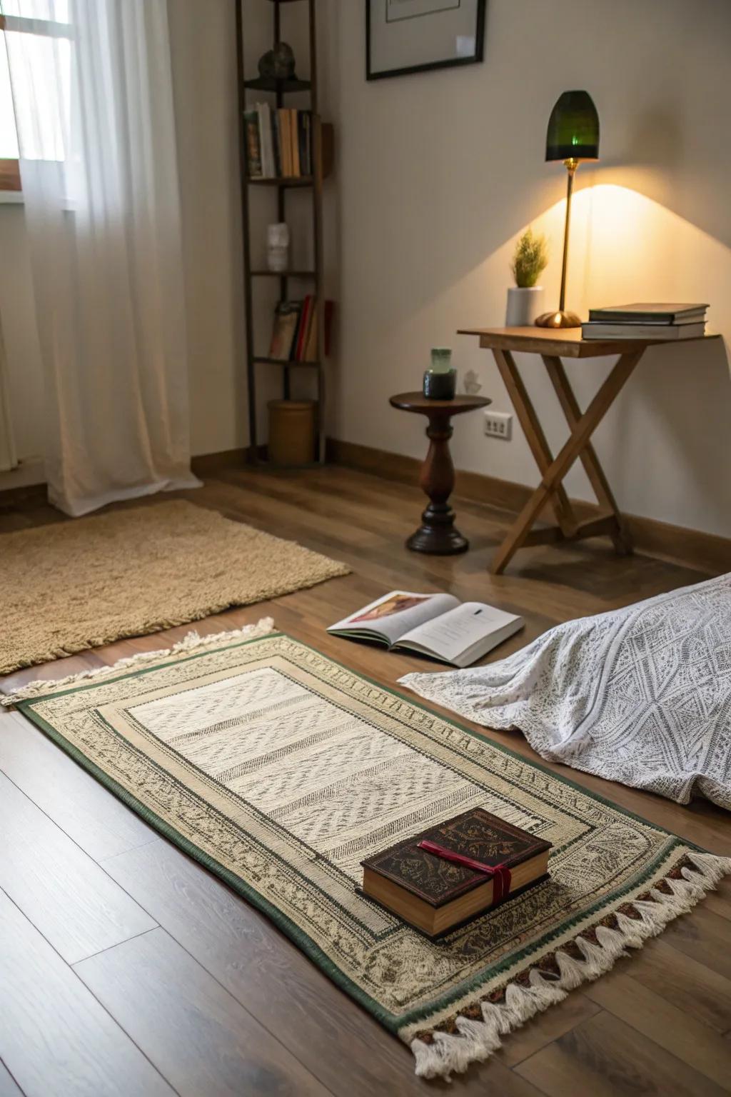 A dedicated prayer mat can enhance your spiritual practice.