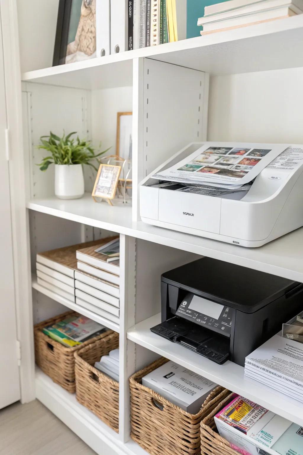 Magazine holders repurposed for fashionable paper storage.