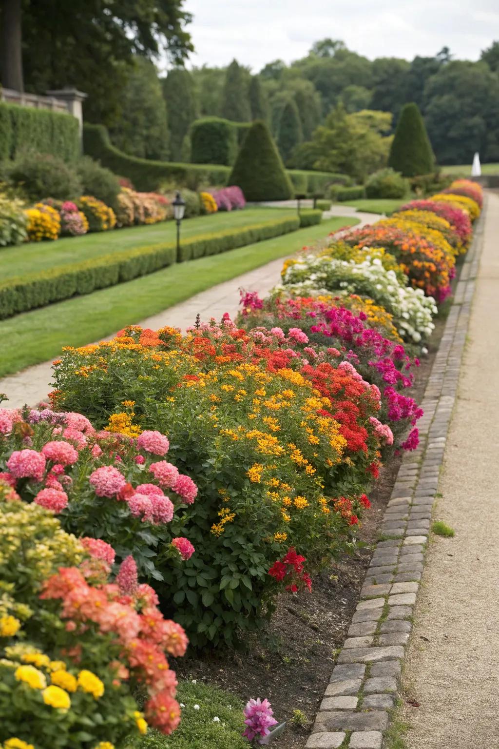 Colorful shrubs bringing life to property lines.