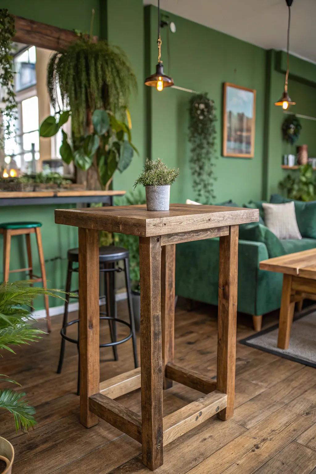 Sustainability meets style with eco-friendly standing-height tables.