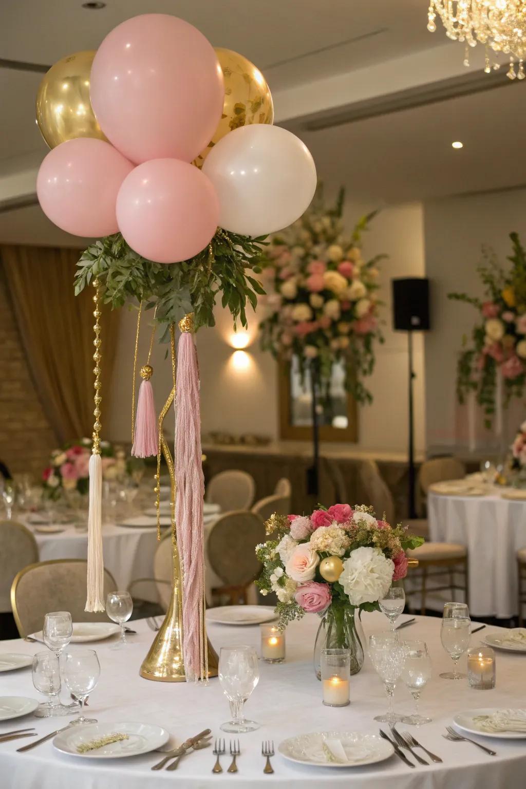 Creative balloon displays introduce a playful and fanciful element.