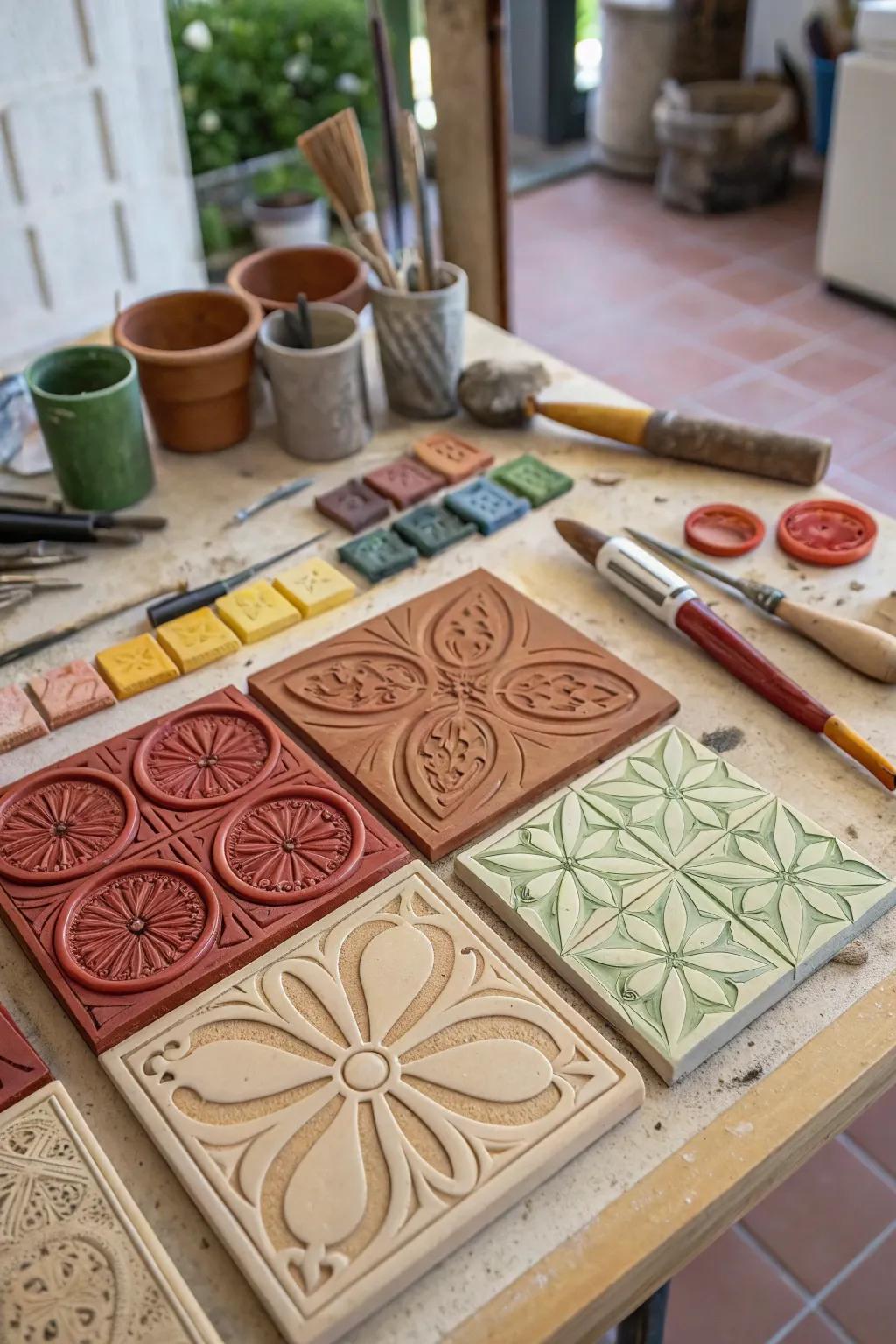 DIY textured tiles allow for tailored and creative home decor.