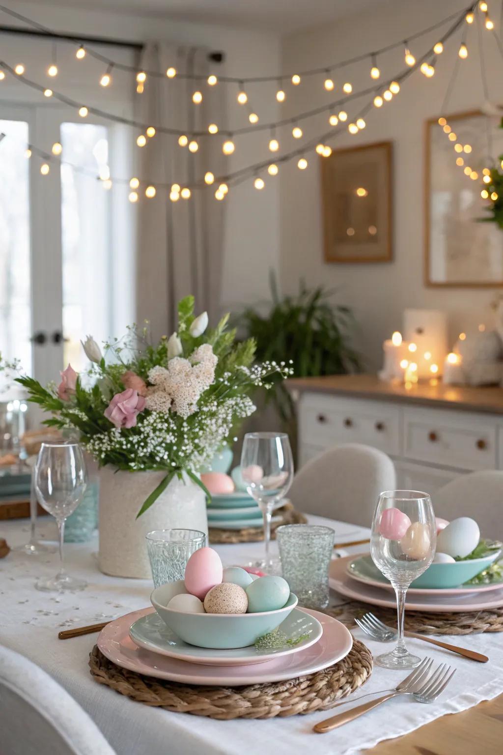 Sparkle strands introduce a magical impression to the dining space.