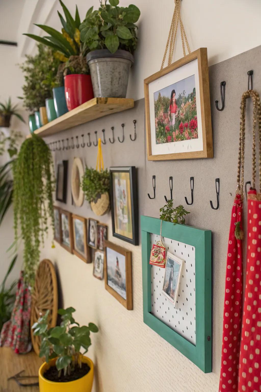 Use detachable hangers for flexible wall decor.