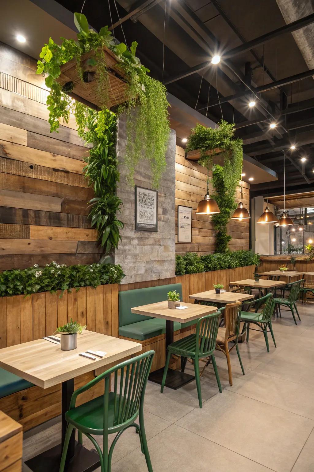 Environmentally friendly design choices resonate deeply with today's conscious diners.