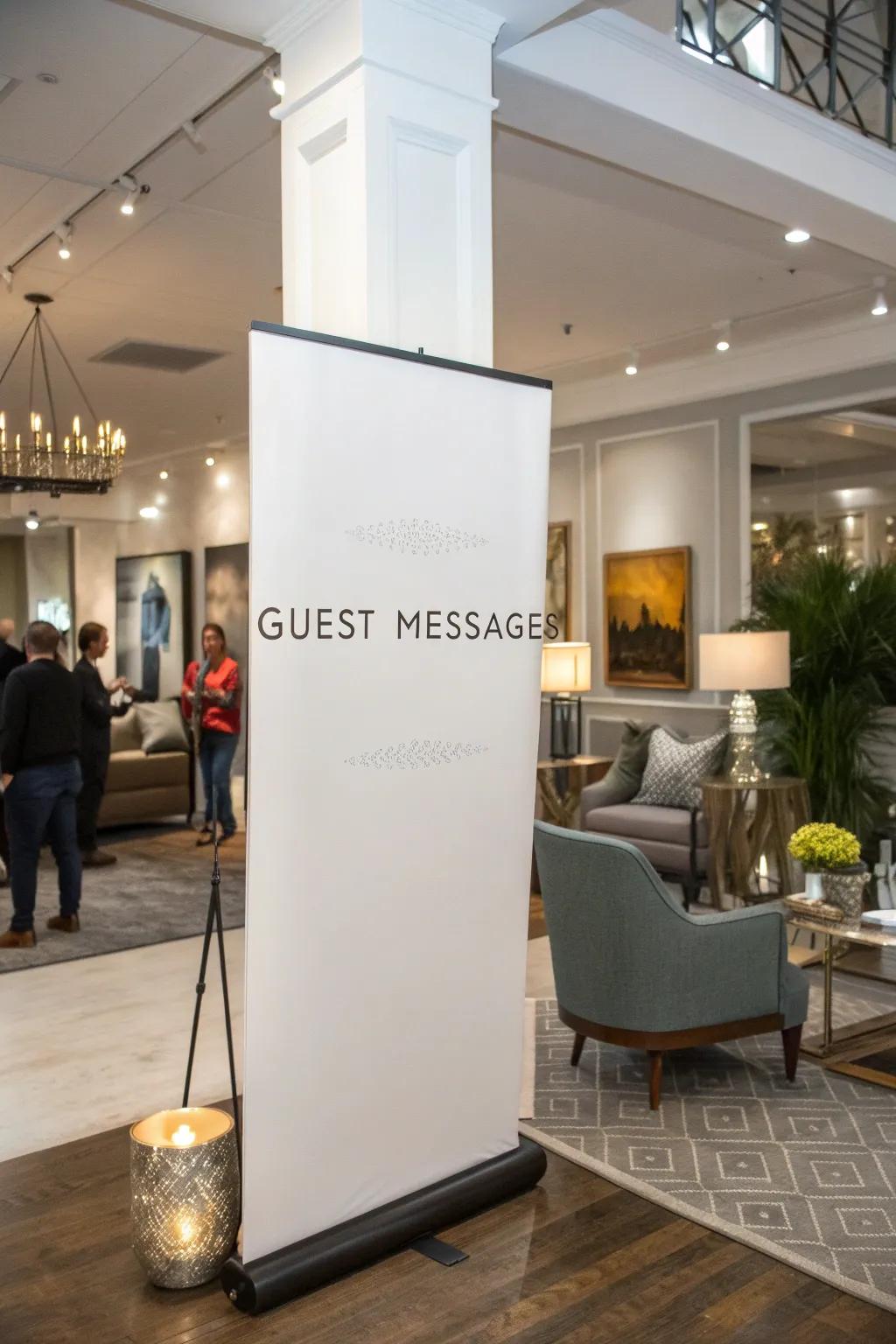 Preserve memories with an interactive display guest log.