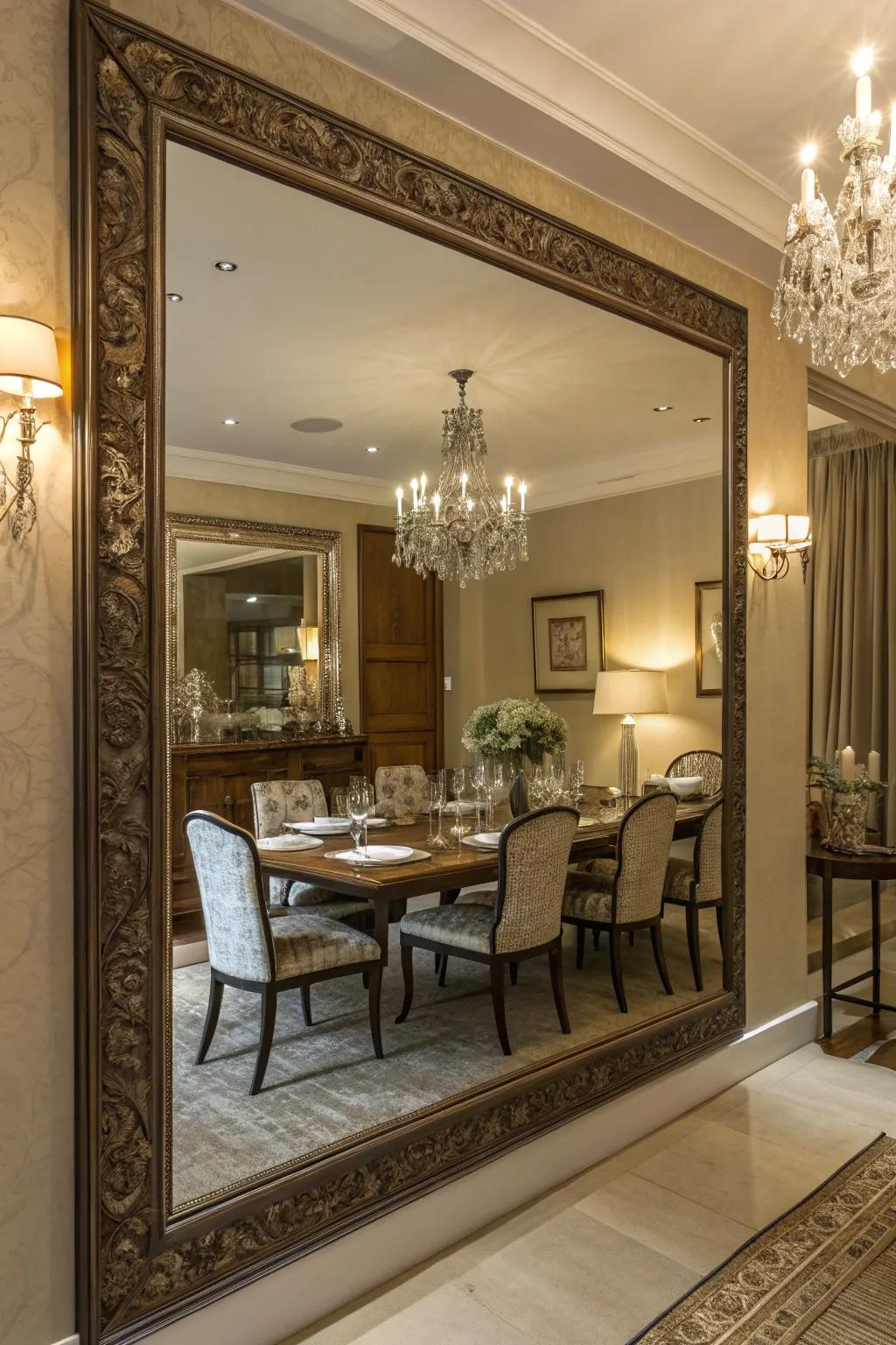 Mirrors can enhance both light and space for a more open dining area.