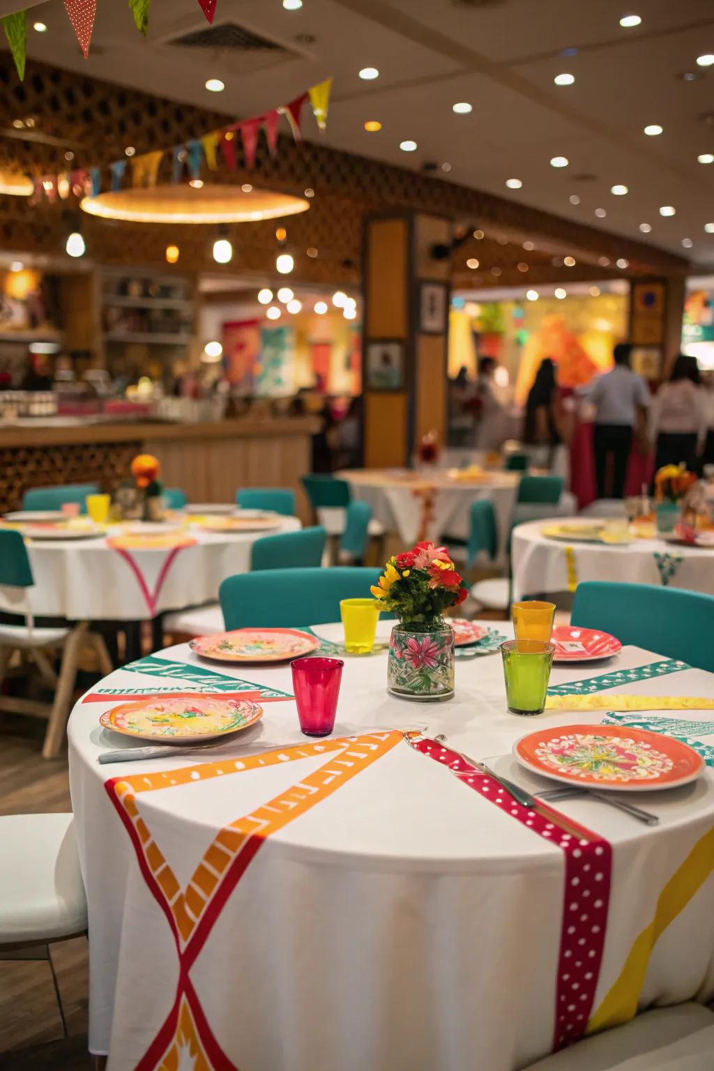 Crisscrossed runners issue a striking declaration.