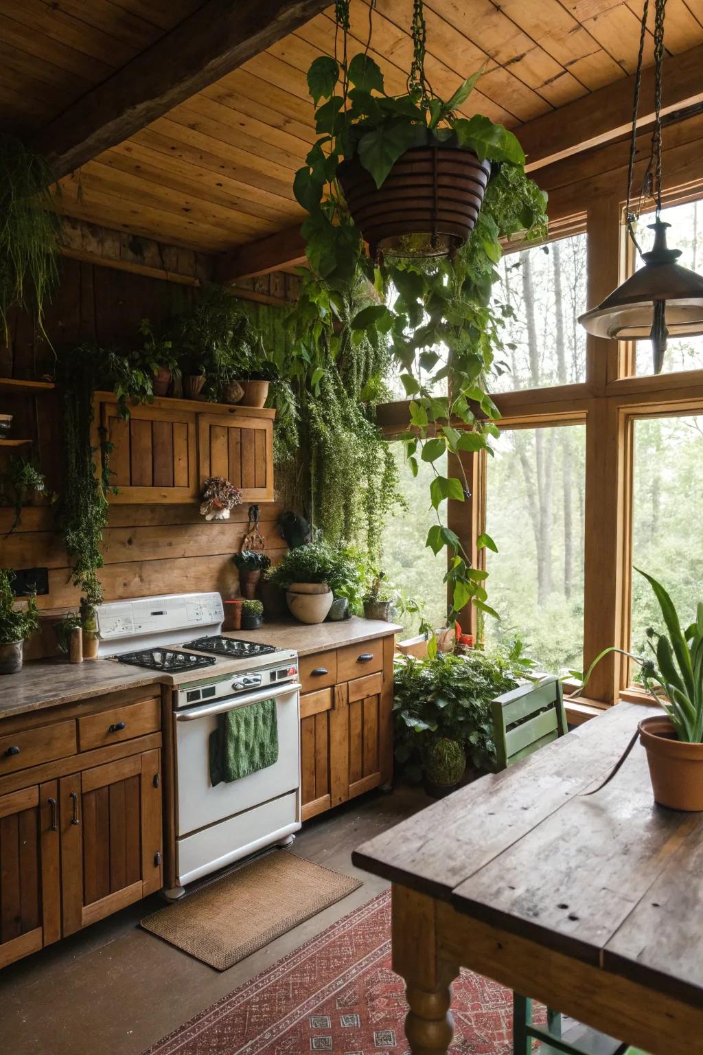 Greenery adds life and vibrancy to country cooking space spaces.