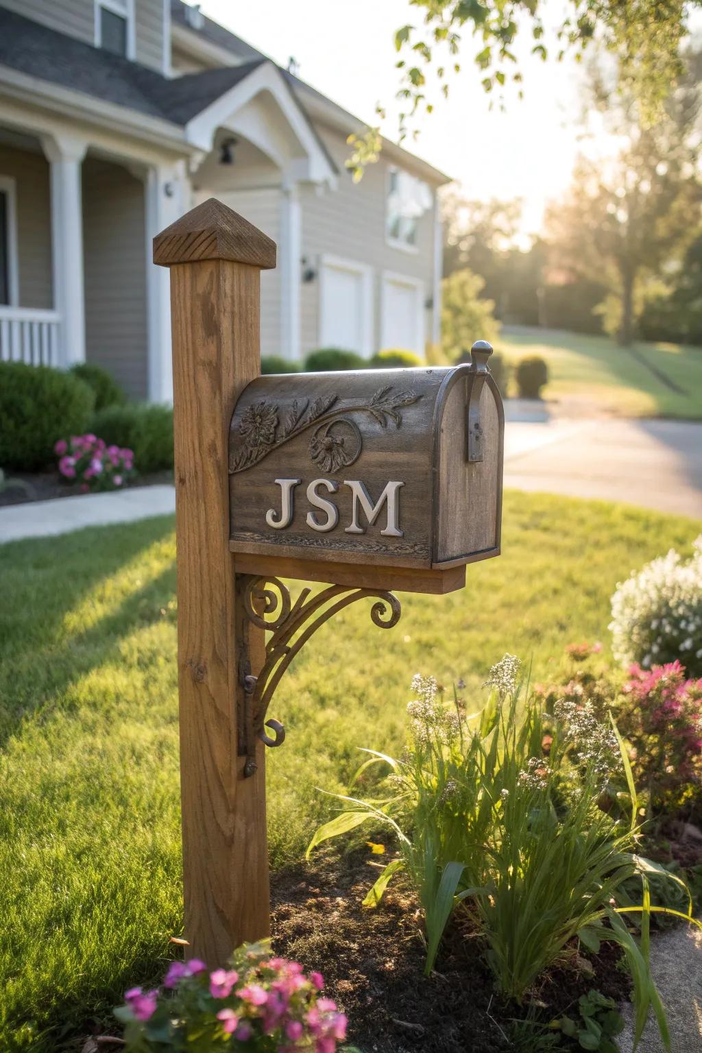 Personalized engravings render this artisan mailbox stand uniquely yours.