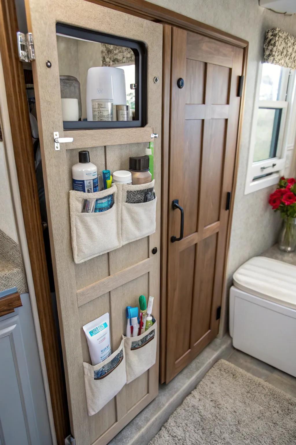 With storage pouches, you can make the most of your cabinet doors.